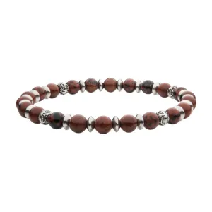 6.5mm Brown Obsidian Stones with Black Oxidized Beads 7.5" Bracelet BR37977