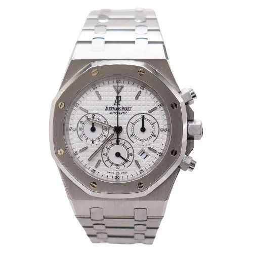Audemar's Piguet Men's Royal Oak Stainless Steel 39mm White Chronograph Dial Watch Ref# 25860ST.OO.1110ST.05