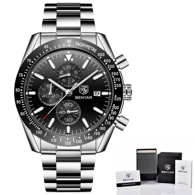 BENYAR Men’s Watch Chronograph Waterproof Sport Fashion Quartz Military Watch Relogio Masculino