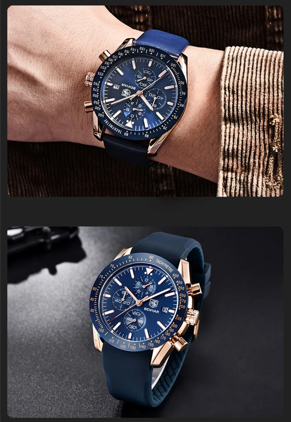 BENYAR Men’s Watch Chronograph Waterproof Sport Fashion Quartz Military Watch Relogio Masculino
