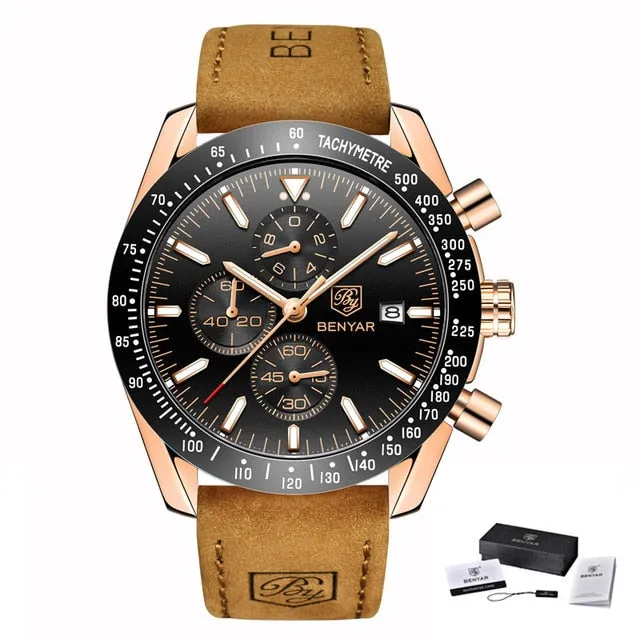 BENYAR Men’s Watch Chronograph Waterproof Sport Fashion Quartz Military Watch Relogio Masculino