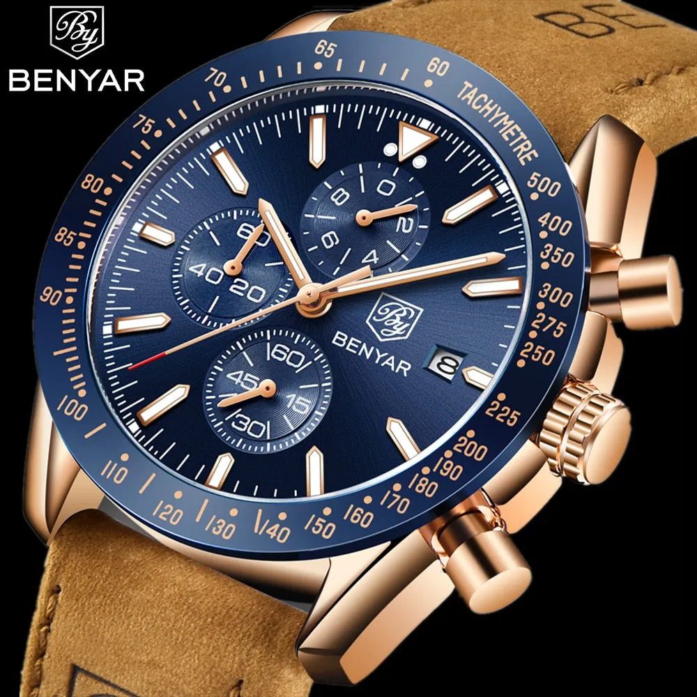 BENYAR Men’s Watch Chronograph Waterproof Sport Fashion Quartz Military Watch Relogio Masculino