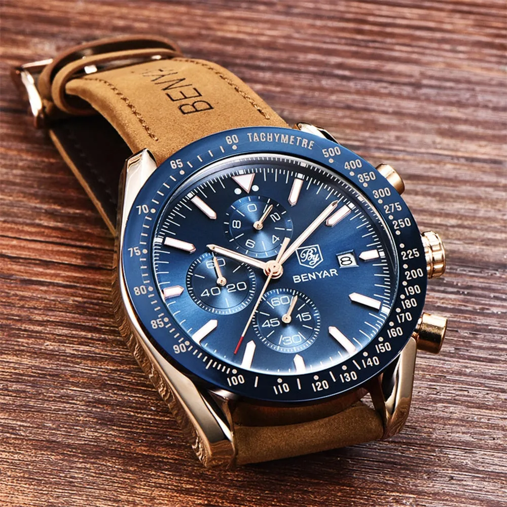 BENYAR Men’s Watch Chronograph Waterproof Sport Fashion Quartz Military Watch Relogio Masculino