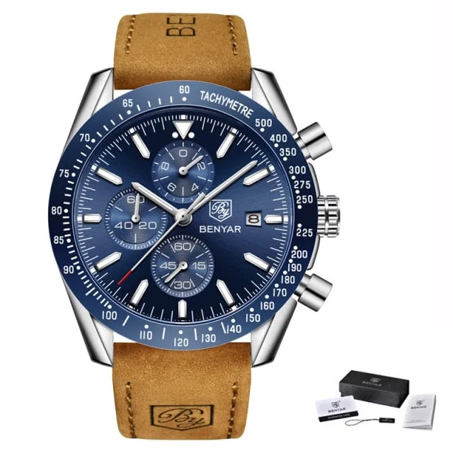 BENYAR Men’s Watch Chronograph Waterproof Sport Fashion Quartz Military Watch Relogio Masculino