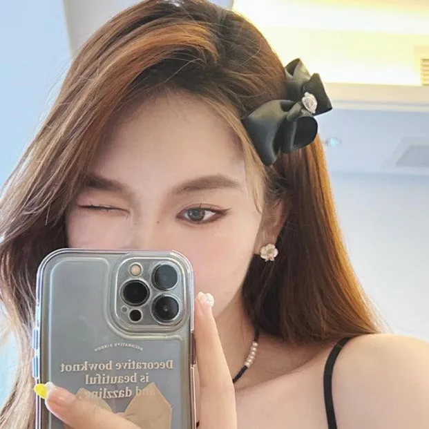Black Bow-Knot Heart Hair Claw Clip