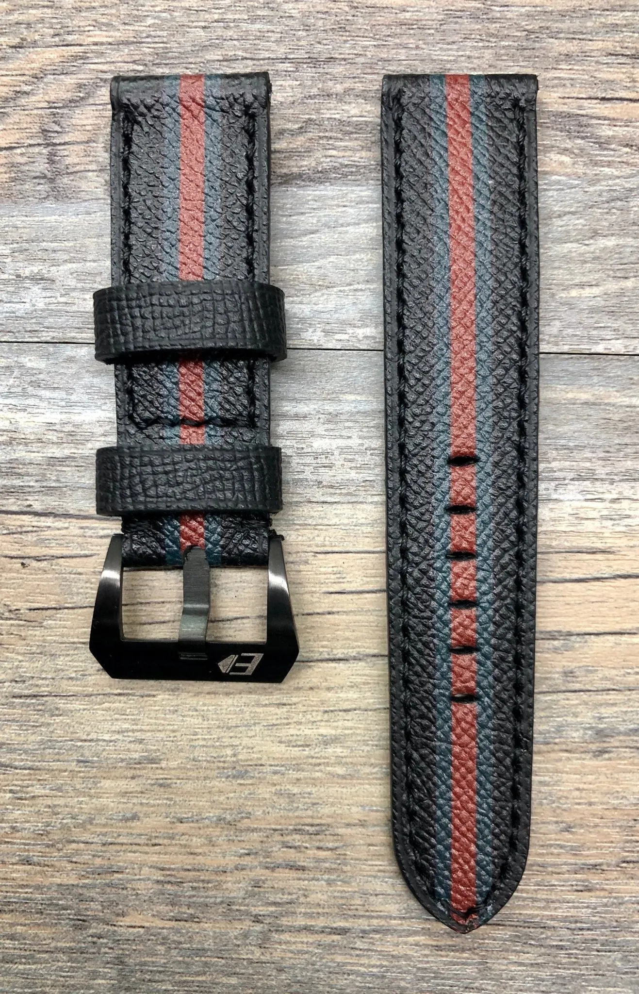 Black Epsom Leather Watch Strap 24mm, 26mm Leather Watch Band, Personalise Wrist watches band replacement, Easter Gift Idea for Boyfriend