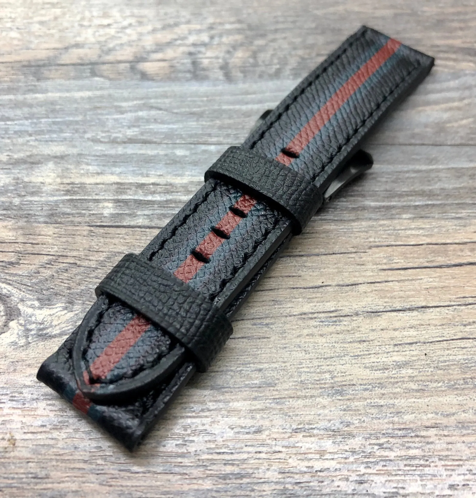Black Epsom Leather Watch Strap 24mm, 26mm Leather Watch Band, Personalise Wrist watches band replacement, Easter Gift Idea for Boyfriend