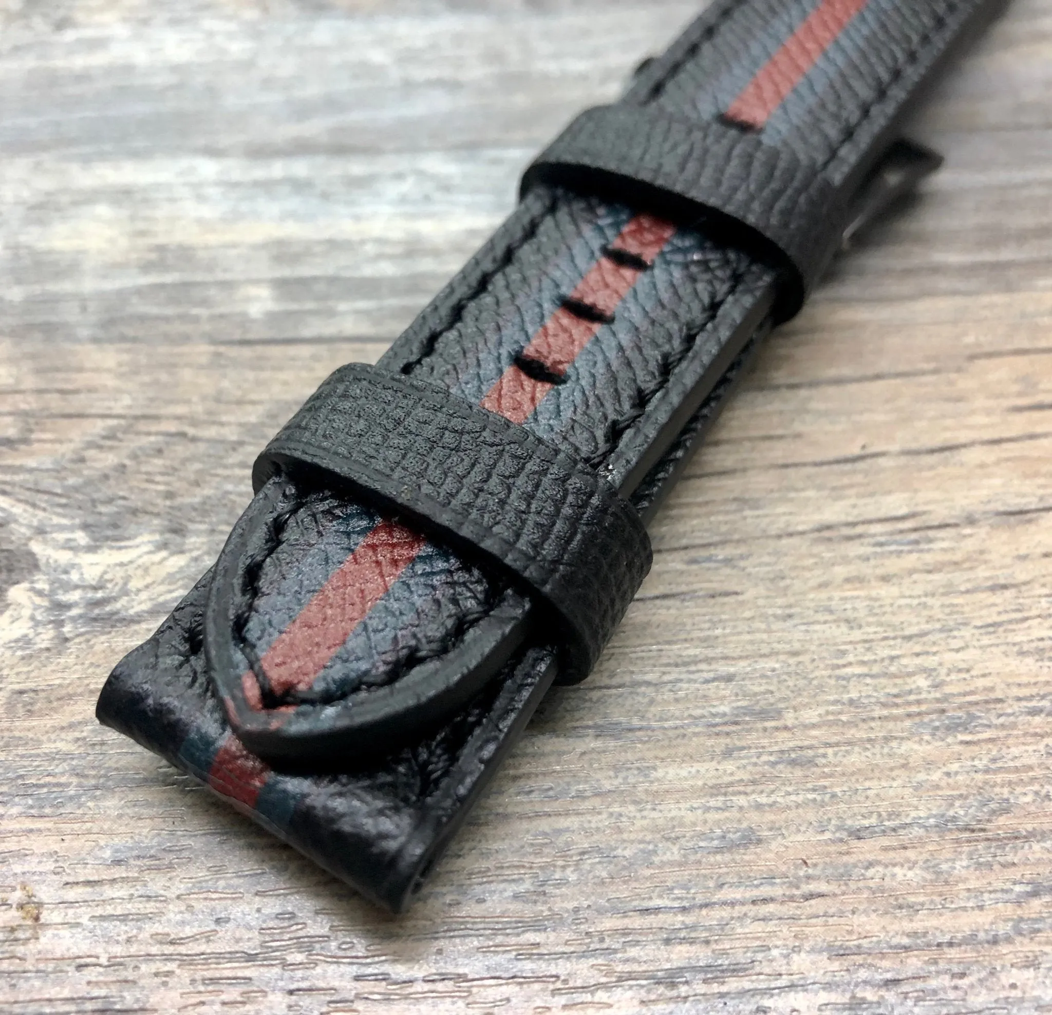 Black Epsom Leather Watch Strap 24mm, 26mm Leather Watch Band, Personalise Wrist watches band replacement, Easter Gift Idea for Boyfriend