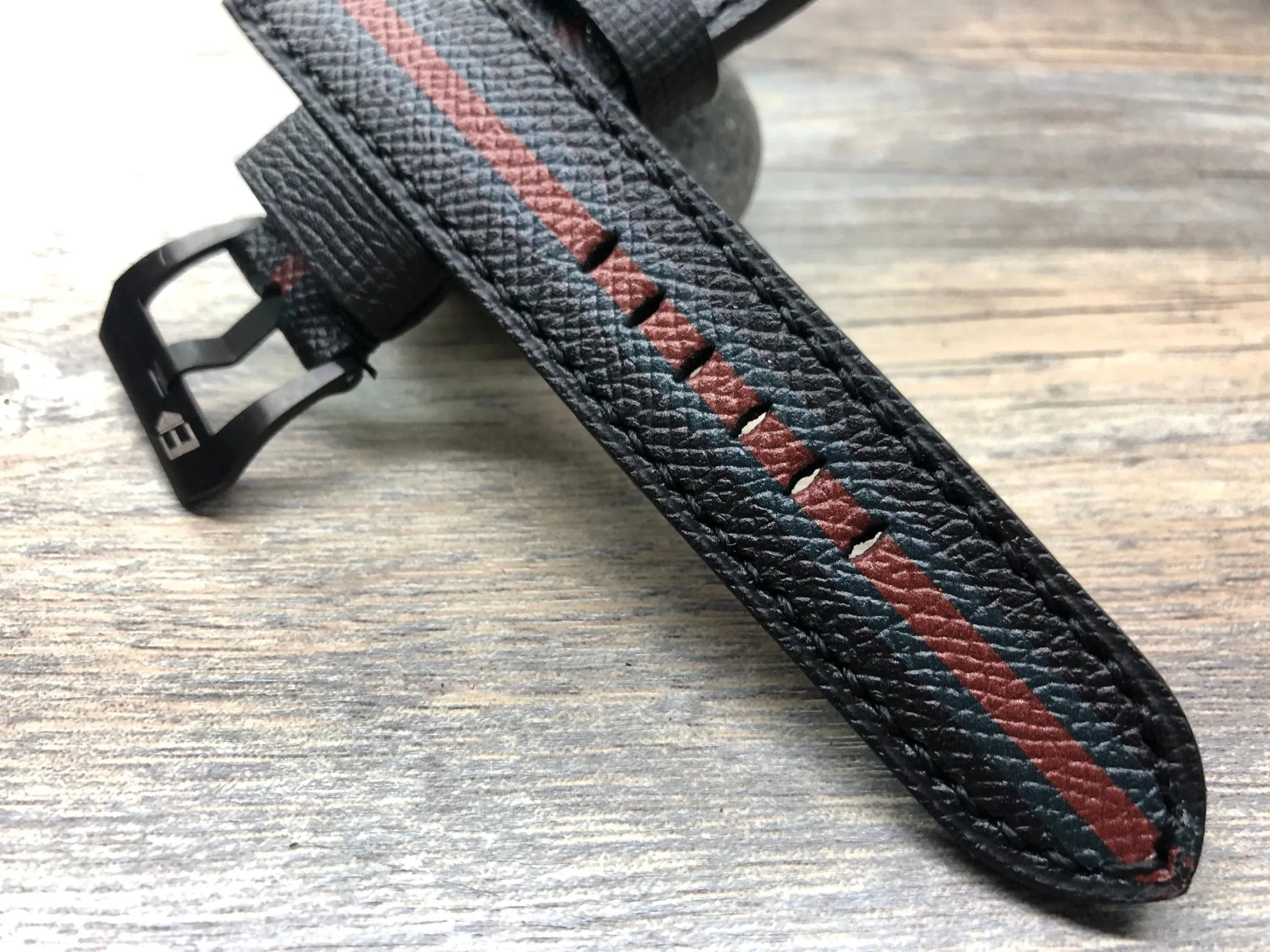 Black Epsom Leather Watch Strap 24mm, 26mm Leather Watch Band, Personalise Wrist watches band replacement, Easter Gift Idea for Boyfriend