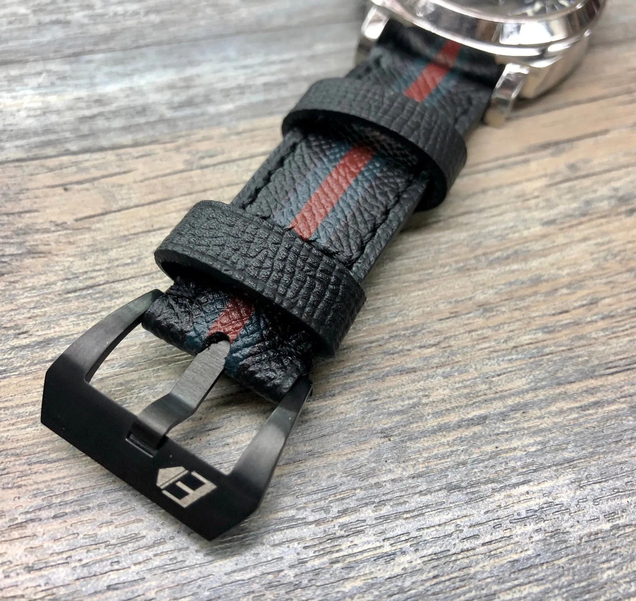 Black Epsom Leather Watch Strap 24mm, 26mm Leather Watch Band, Personalise Wrist watches band replacement, Easter Gift Idea for Boyfriend