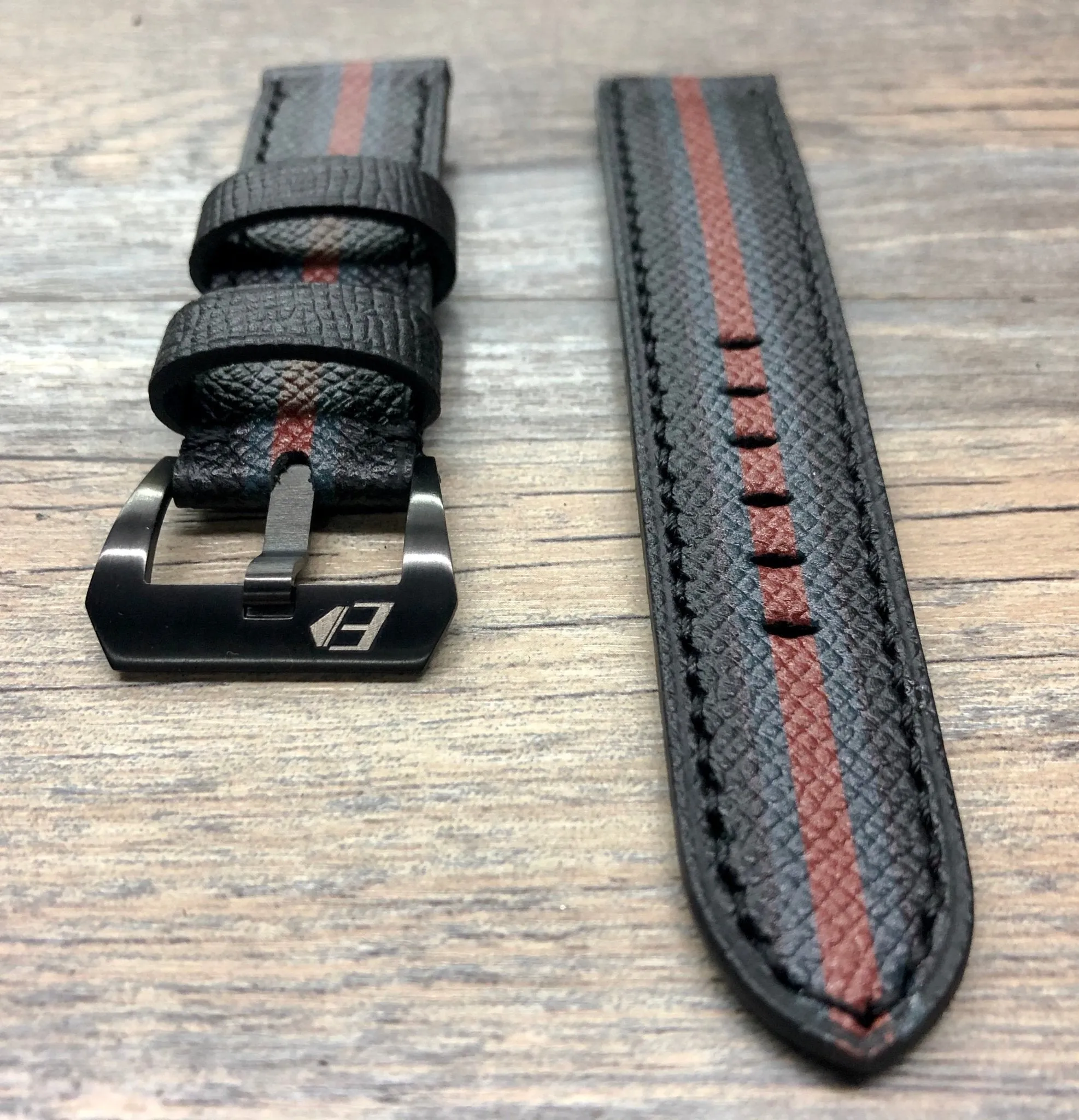 Black Epsom Leather Watch Strap 24mm, 26mm Leather Watch Band, Personalise Wrist watches band replacement, Easter Gift Idea for Boyfriend