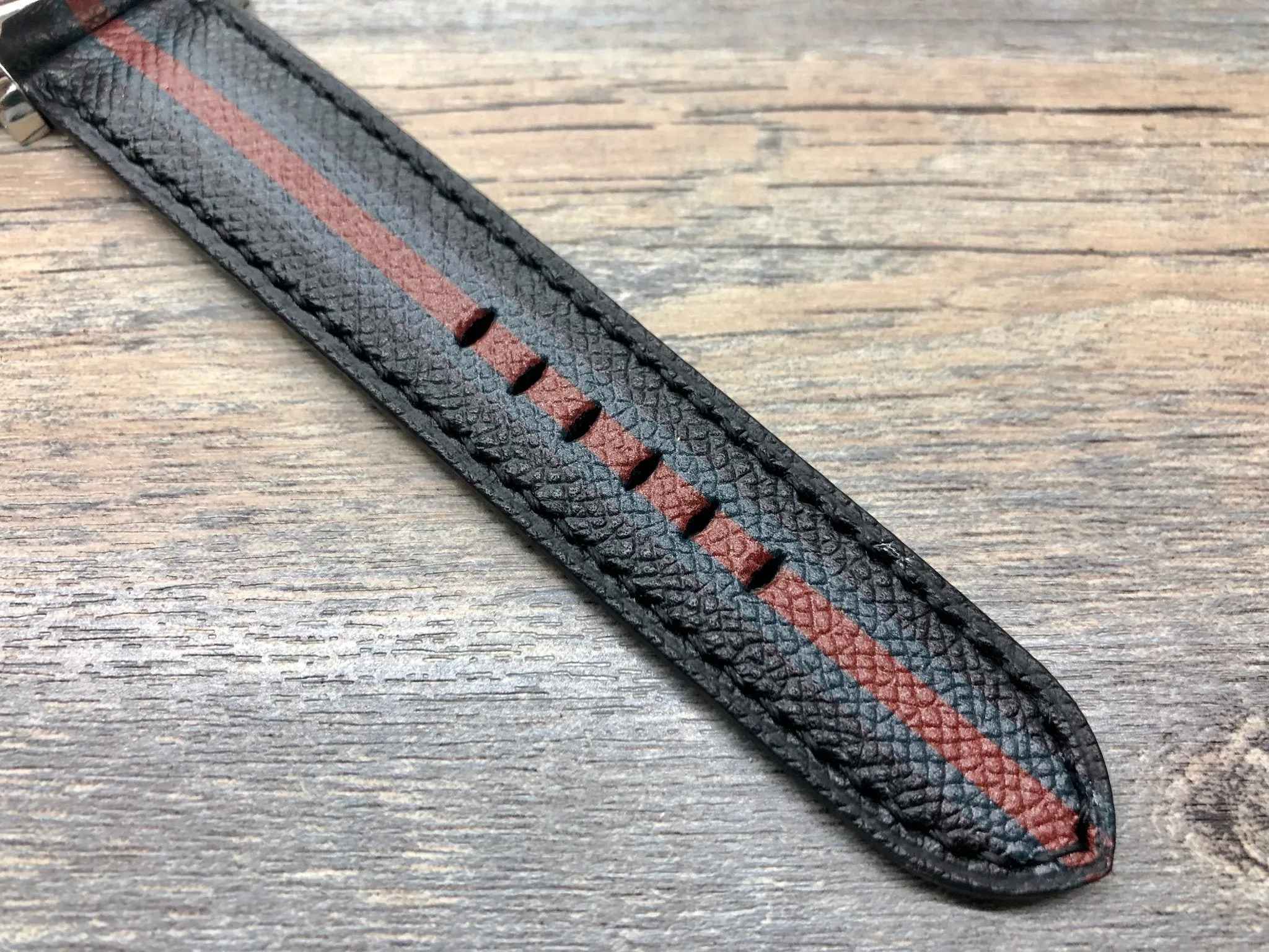 Black Epsom Leather Watch Strap 24mm, 26mm Leather Watch Band, Personalise Wrist watches band replacement, Easter Gift Idea for Boyfriend