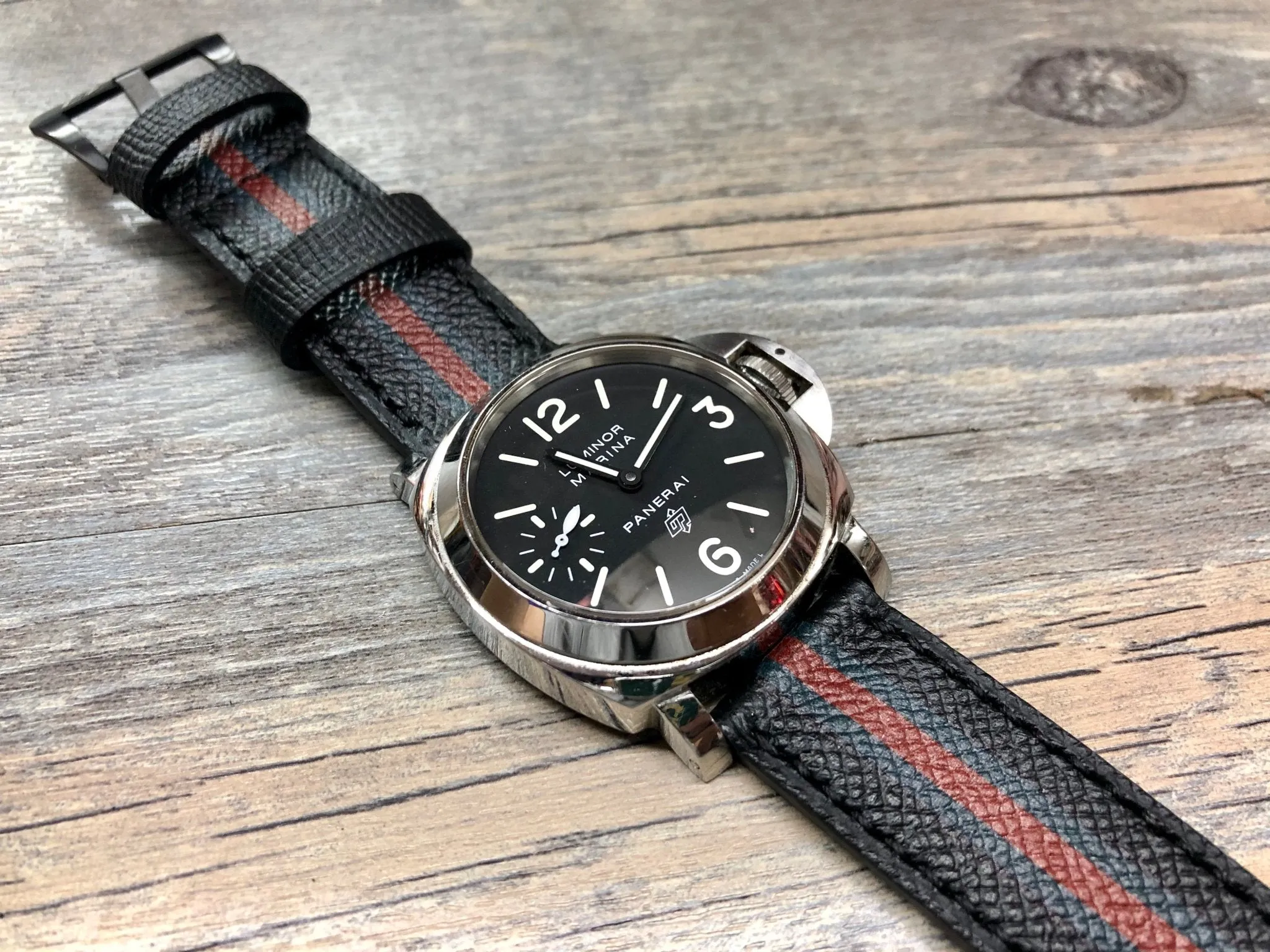 Black Epsom Leather Watch Strap 24mm, 26mm Leather Watch Band, Personalise Wrist watches band replacement, Easter Gift Idea for Boyfriend