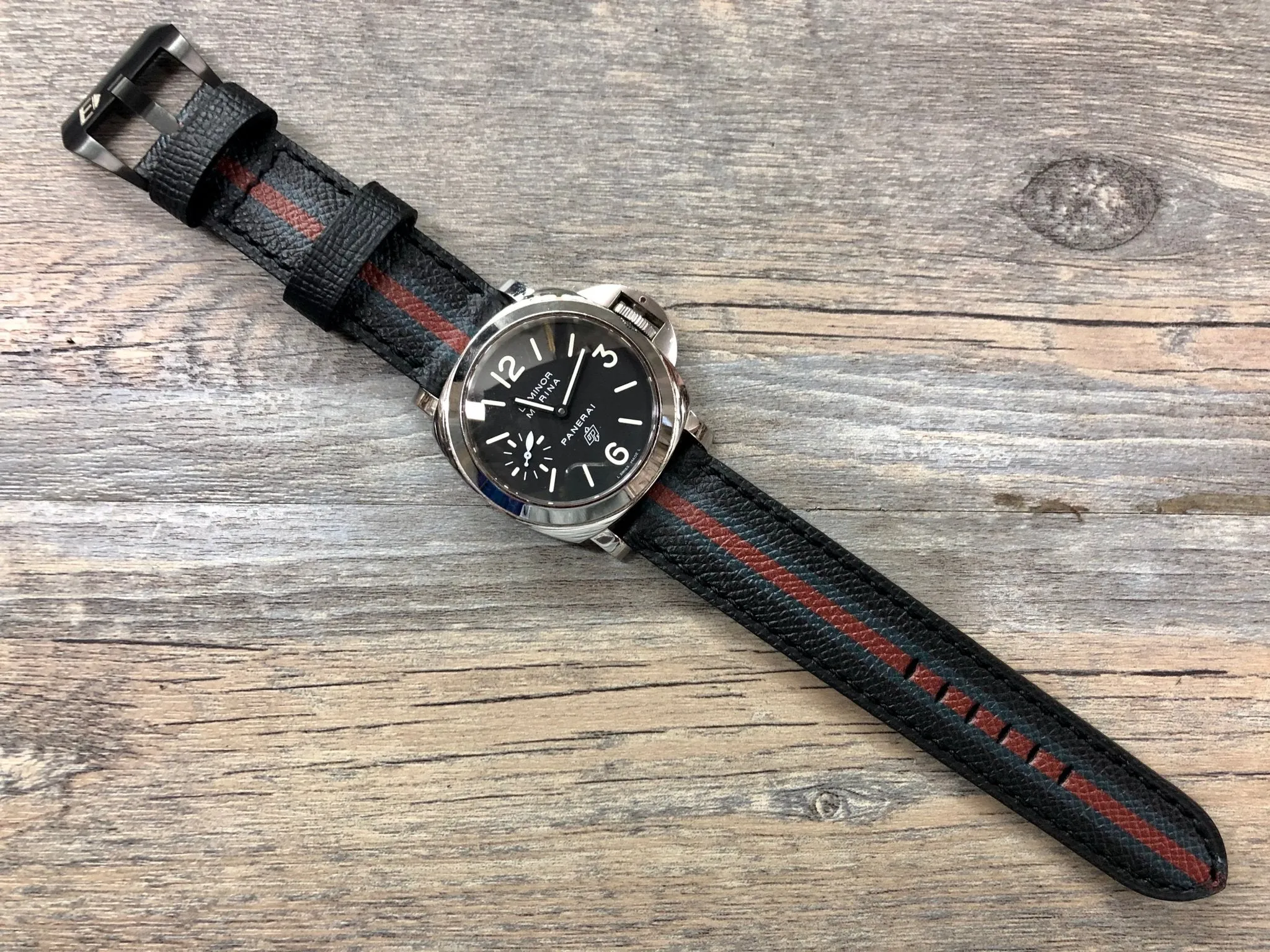 Black Epsom Leather Watch Strap 24mm, 26mm Leather Watch Band, Personalise Wrist watches band replacement, Easter Gift Idea for Boyfriend