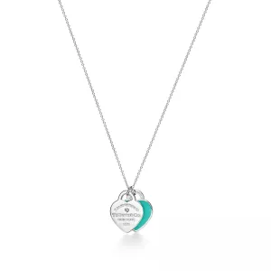 Blue Double Heart Tag Pendant