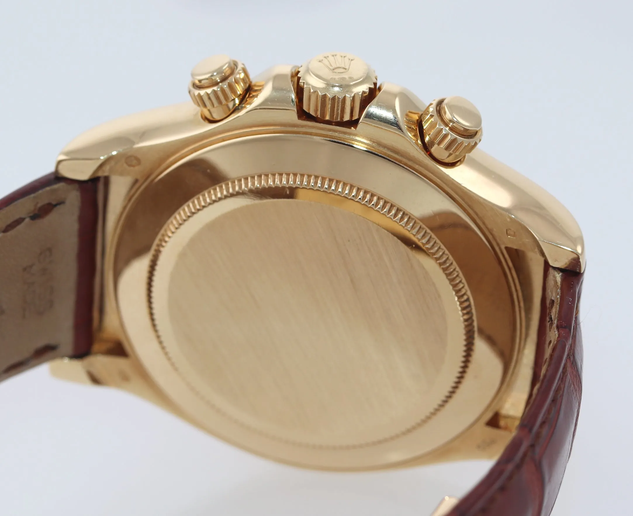 BOX PAPERS Rolex Daytona MOP Mother of Pearl 116518 Leather Yellow Gold Watch