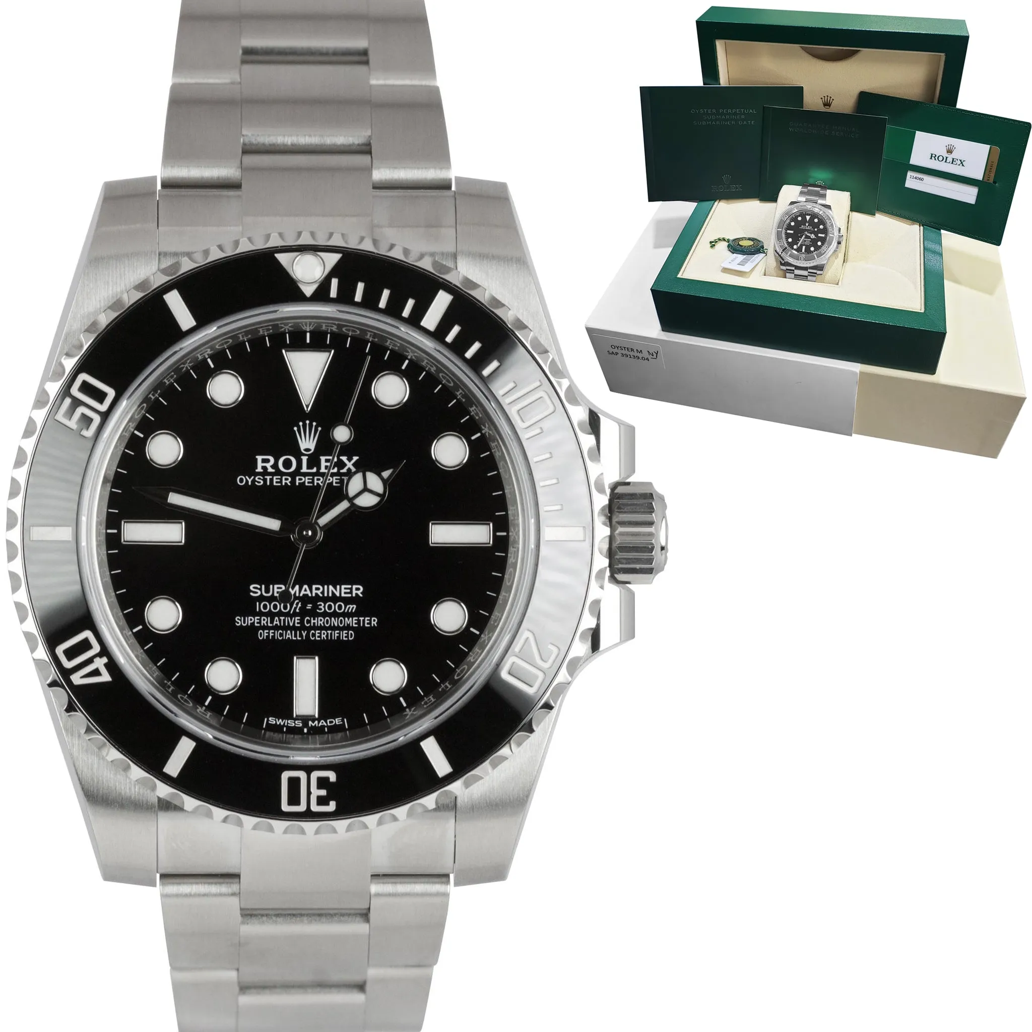 BRAND NEW 2019 Rolex Submariner No-Date 114060 Stainless 40mm Black Watch