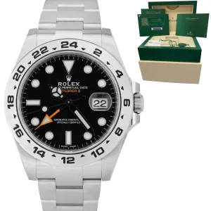 BRAND NEW 2021 Rolex Explorer II 42mm Black Steel Orange GMT Date Watch 216570