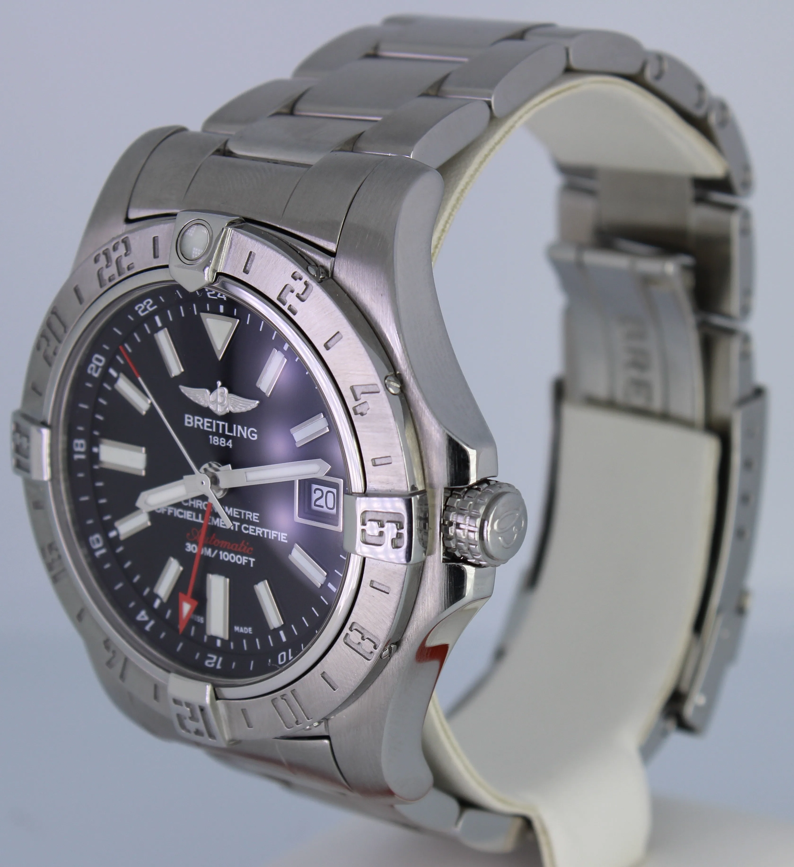 Breitling Avenger II Aeromarine Automatic Black 42mm Steel A32390 Date GMT Watch