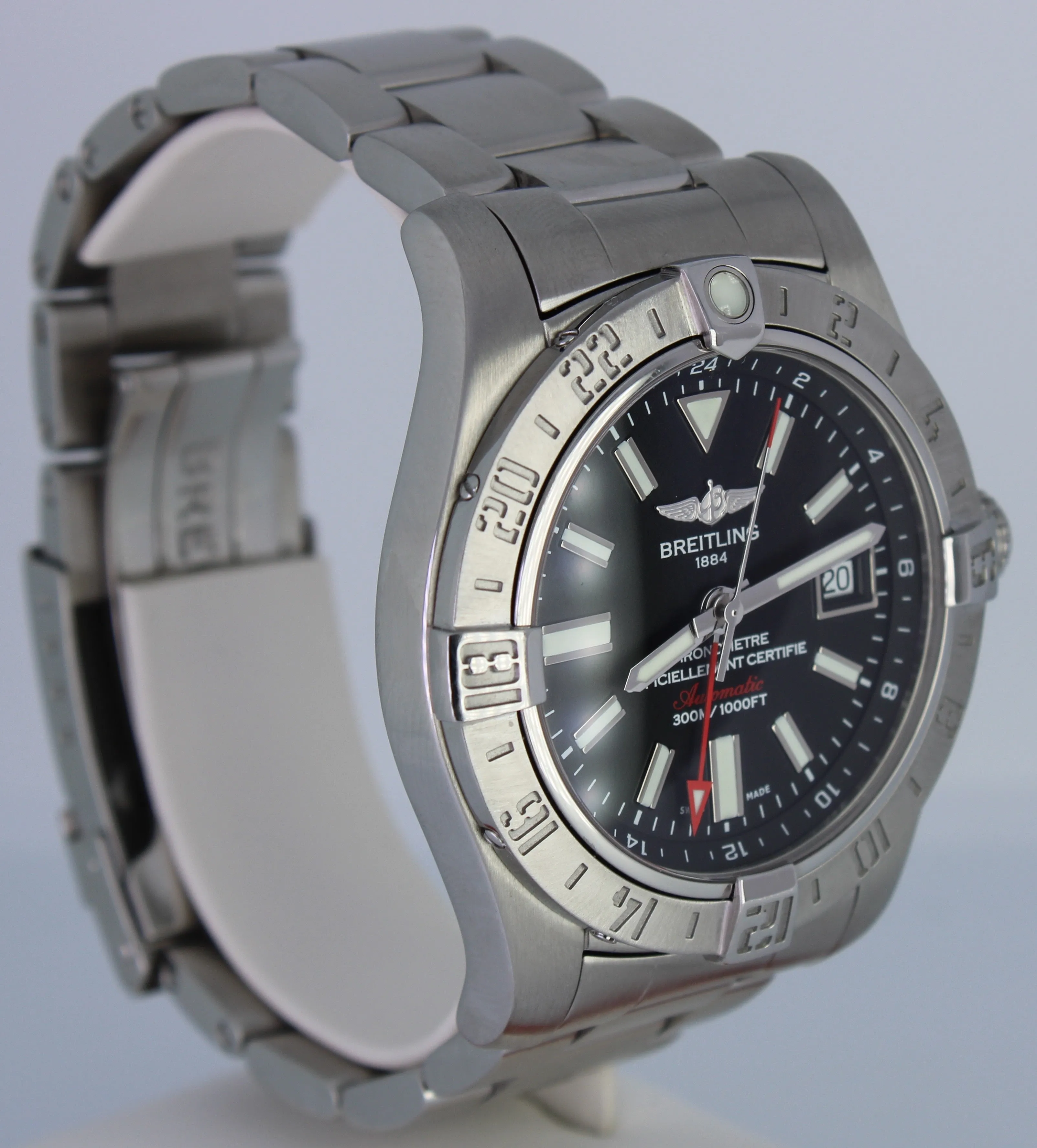 Breitling Avenger II Aeromarine Automatic Black 42mm Steel A32390 Date GMT Watch