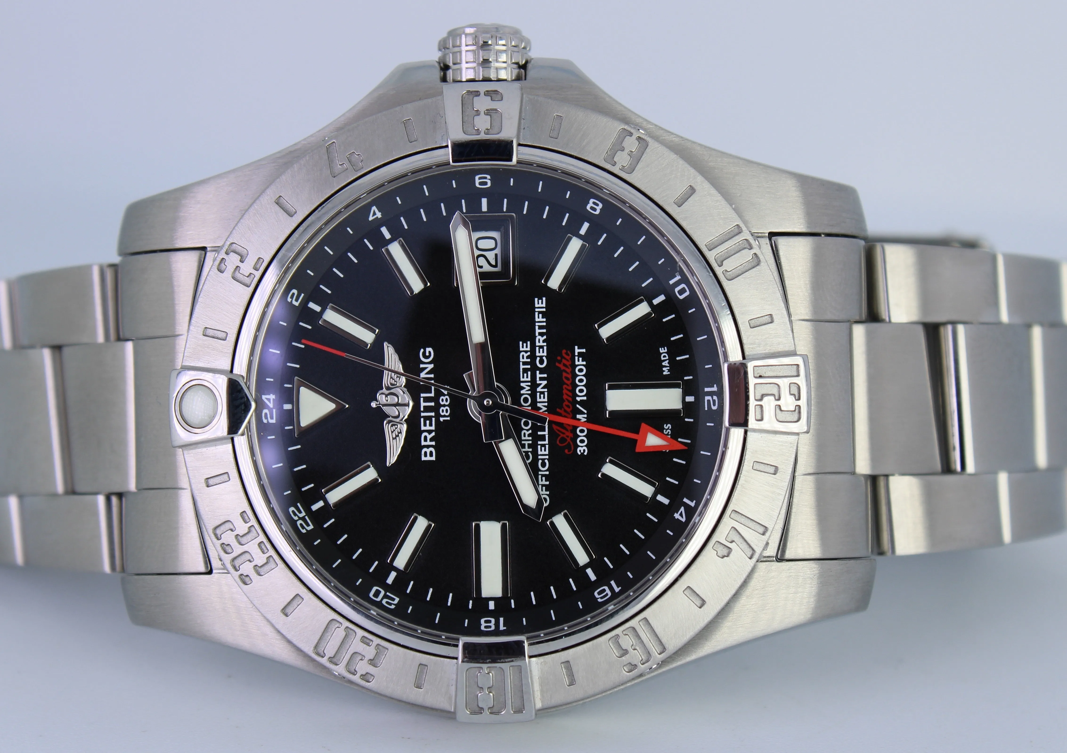 Breitling Avenger II Aeromarine Automatic Black 42mm Steel A32390 Date GMT Watch