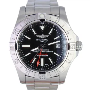 Breitling Avenger II Aeromarine Automatic Black 42mm Steel A32390 Date GMT Watch