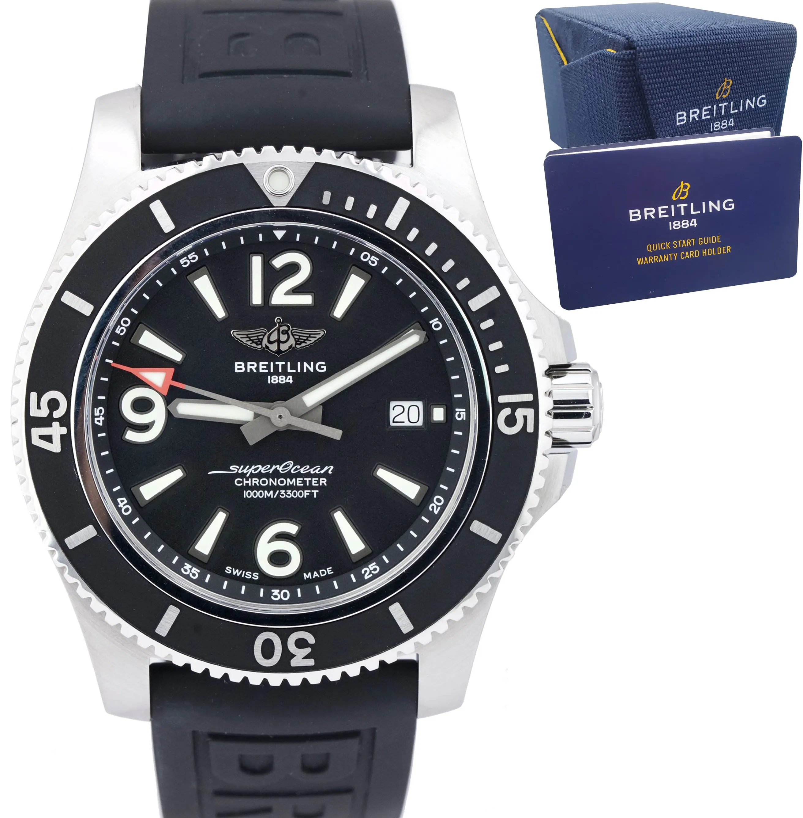 Breitling SuperOcean 44 Steel Black 44mm Date Dive A17367D71B1S2 Watch A17367
