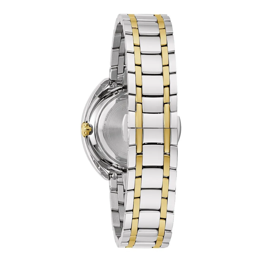 Bulova Duality Ladies Two Tone Diamond and Mother of Pearl Dial with Metal and Leather Strap Watch