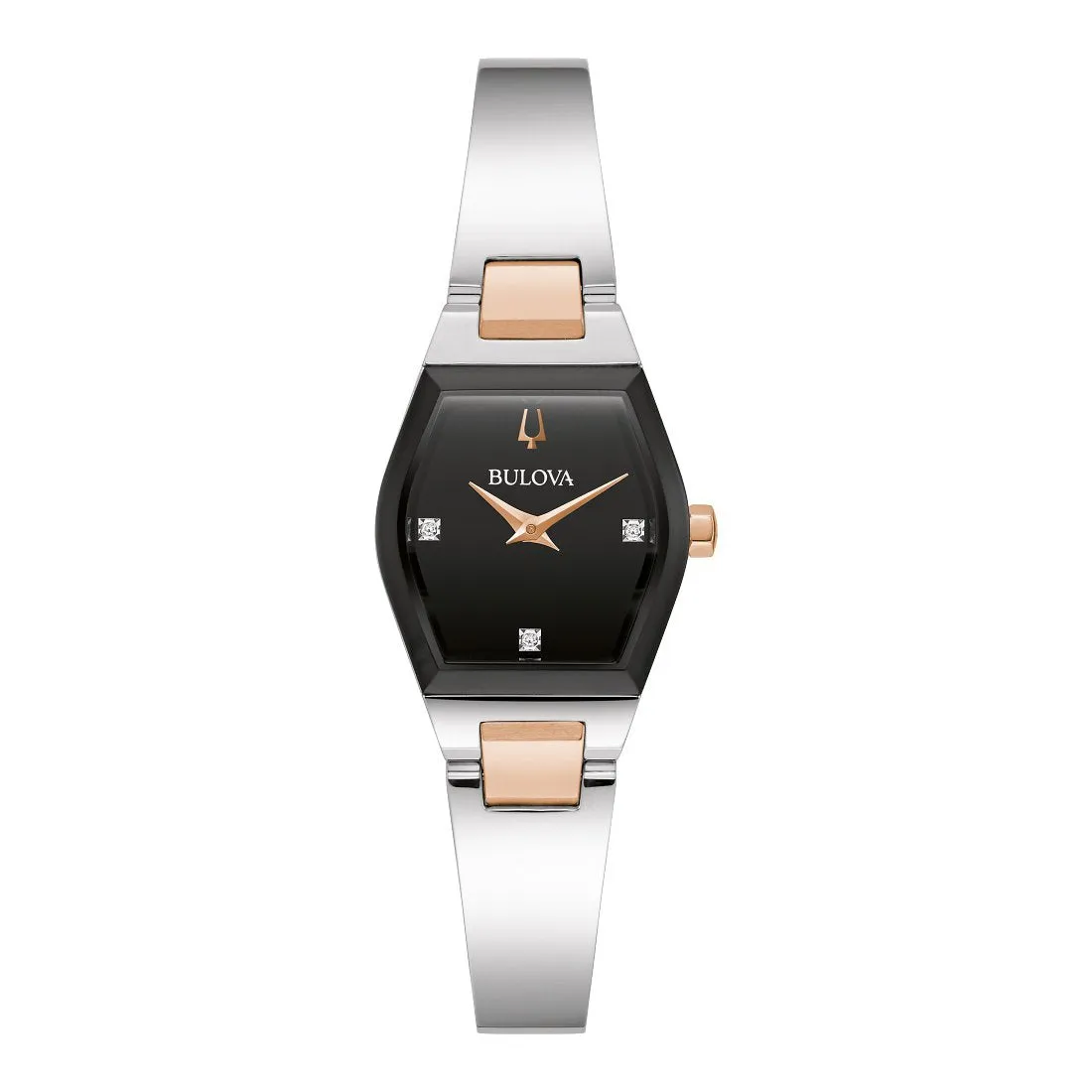 Bulova Gemini Ladies Two Tone Diamond and Black Dial Watch