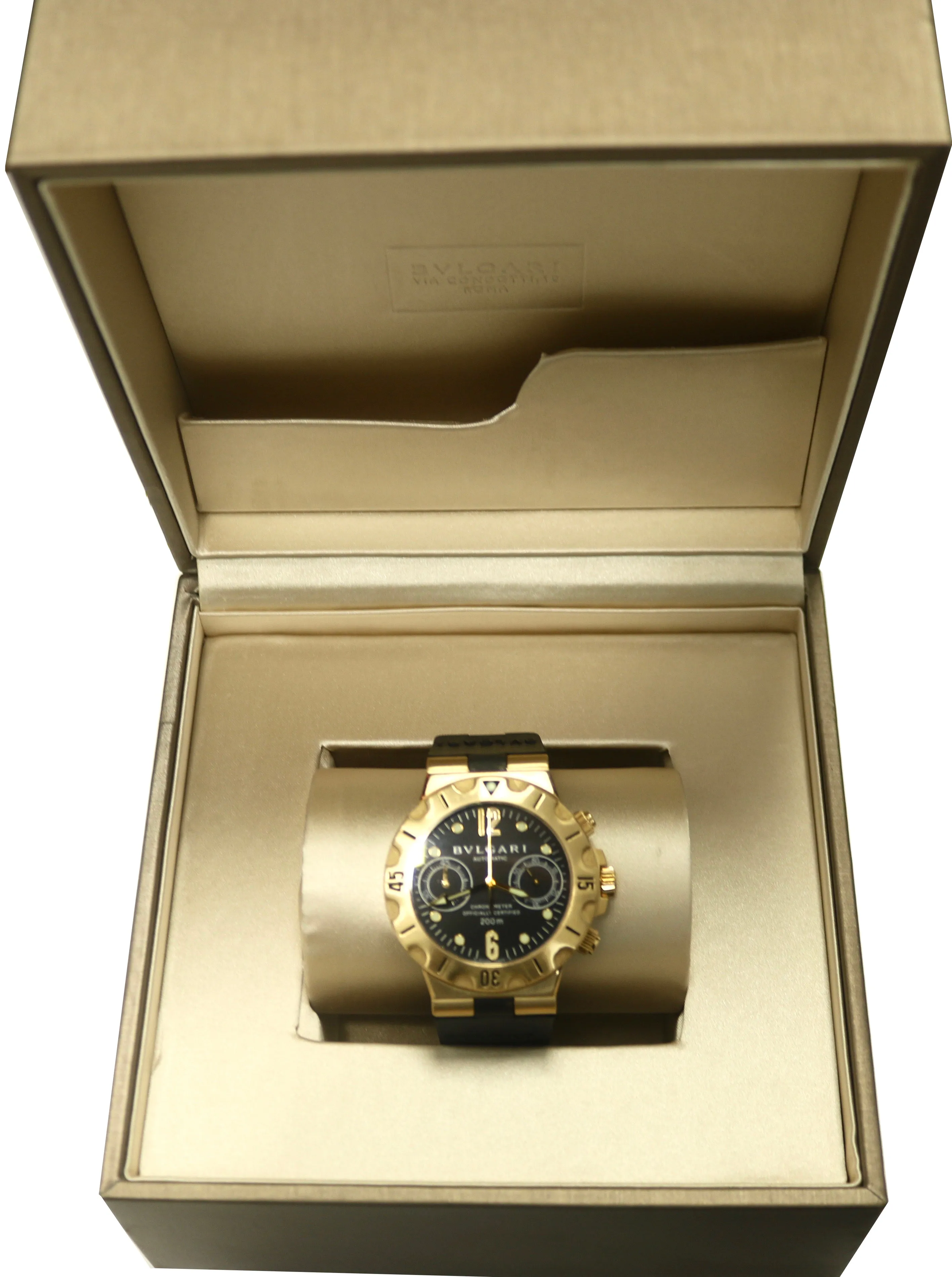 BVLGARI Bulgari Diagono Automatic Acqua Scuba 18K Yellow Gold Black 38mm Watch