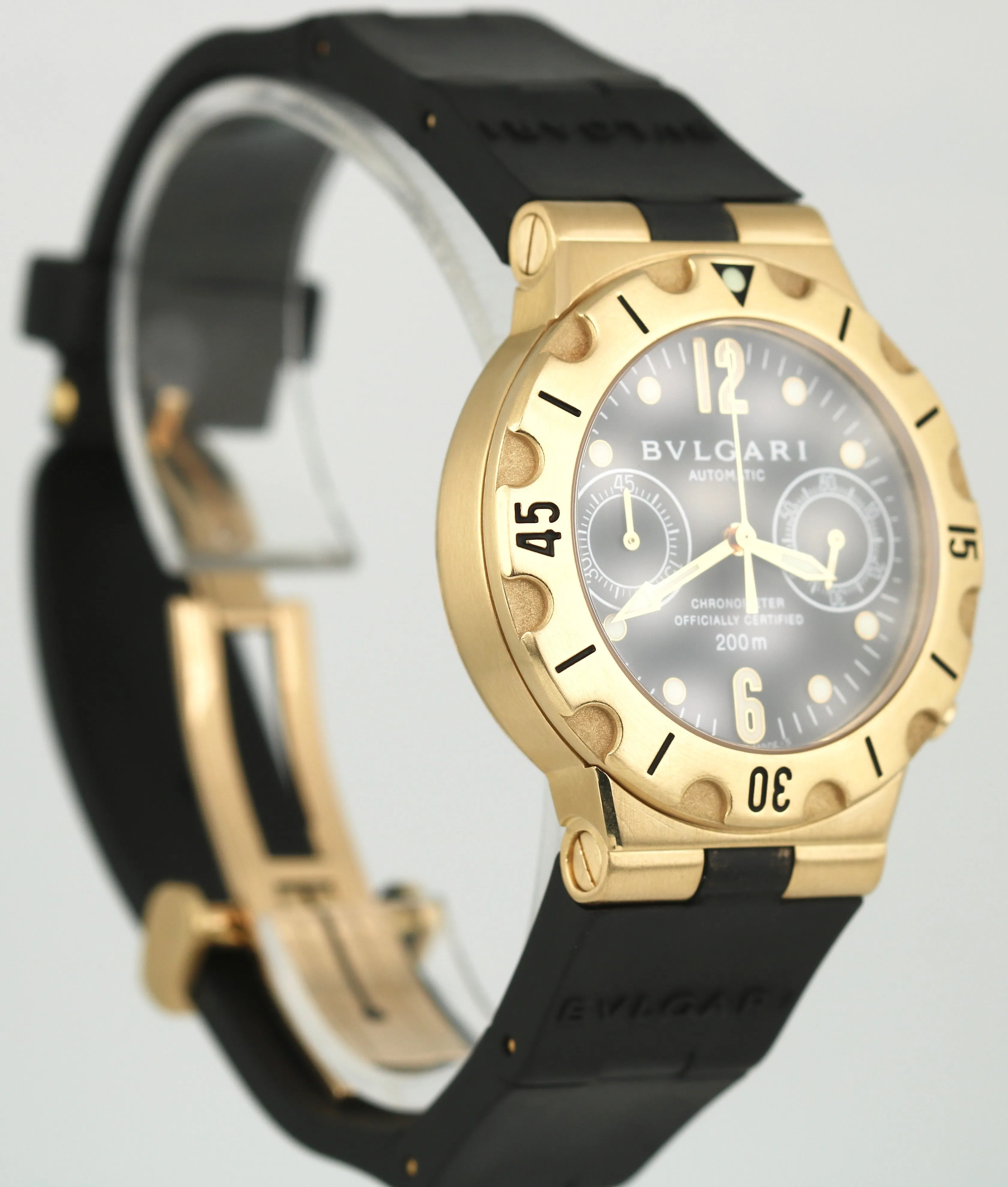 BVLGARI Bulgari Diagono Automatic Acqua Scuba 18K Yellow Gold Black 38mm Watch