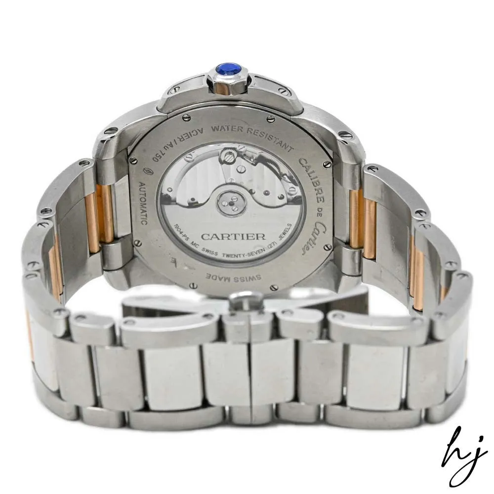 Cartier Men's Calibre De Cartier 18K Pink Gold & Steel 42mm Silver Dial Watch Reference #: W7100036
