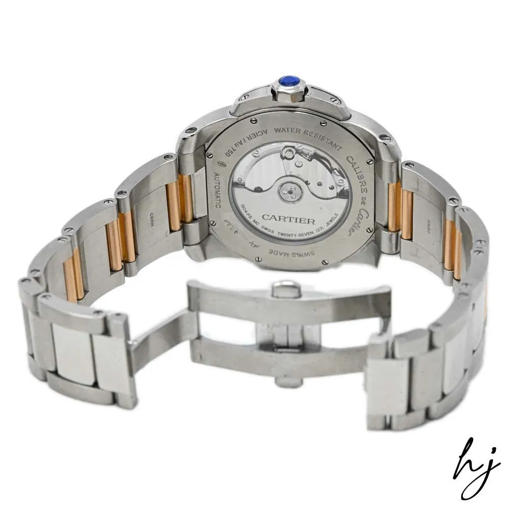 Cartier Men's Calibre De Cartier 18K Pink Gold & Steel 42mm Silver Dial Watch Reference #: W7100036