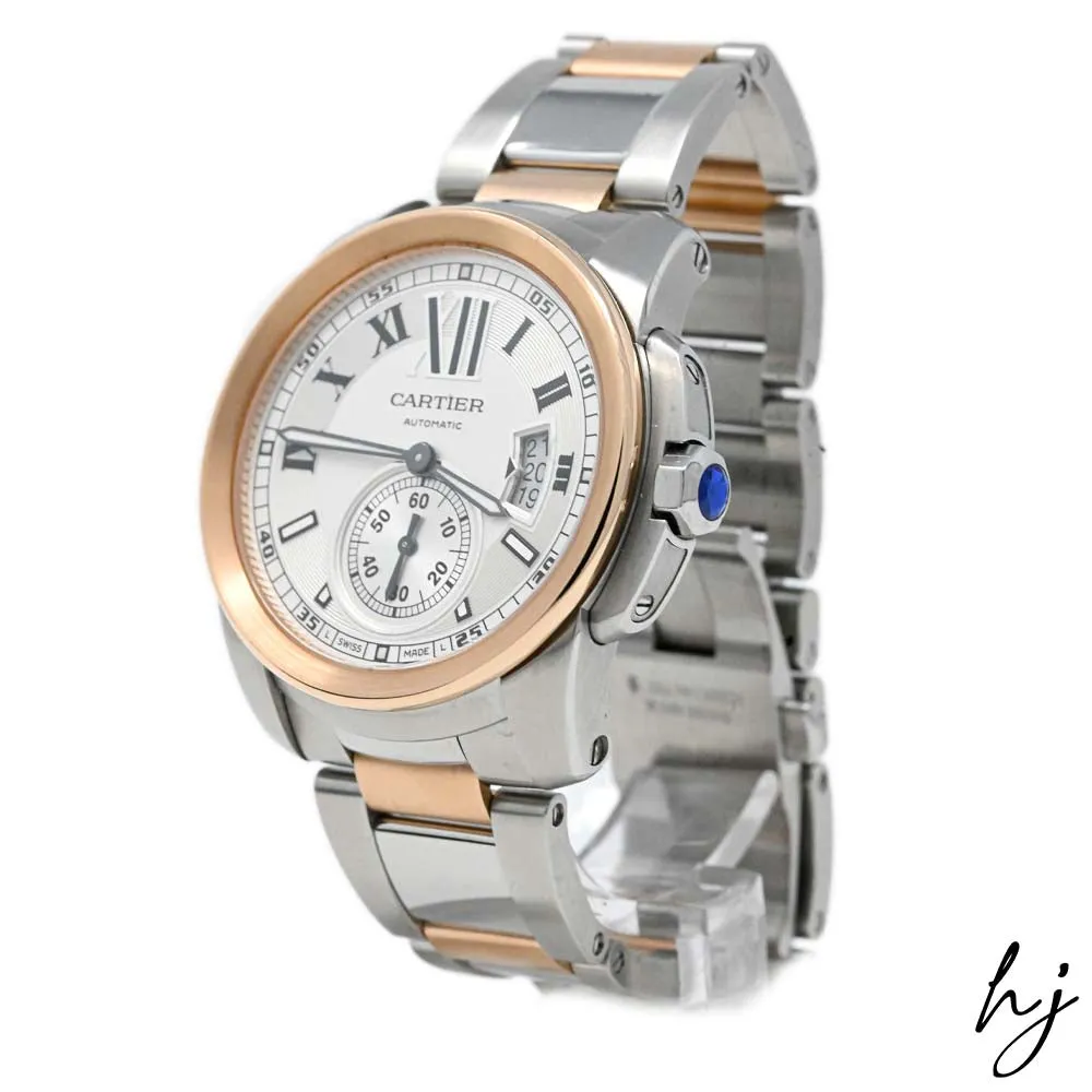 Cartier Men's Calibre De Cartier 18K Pink Gold & Steel 42mm Silver Dial Watch Reference #: W7100036