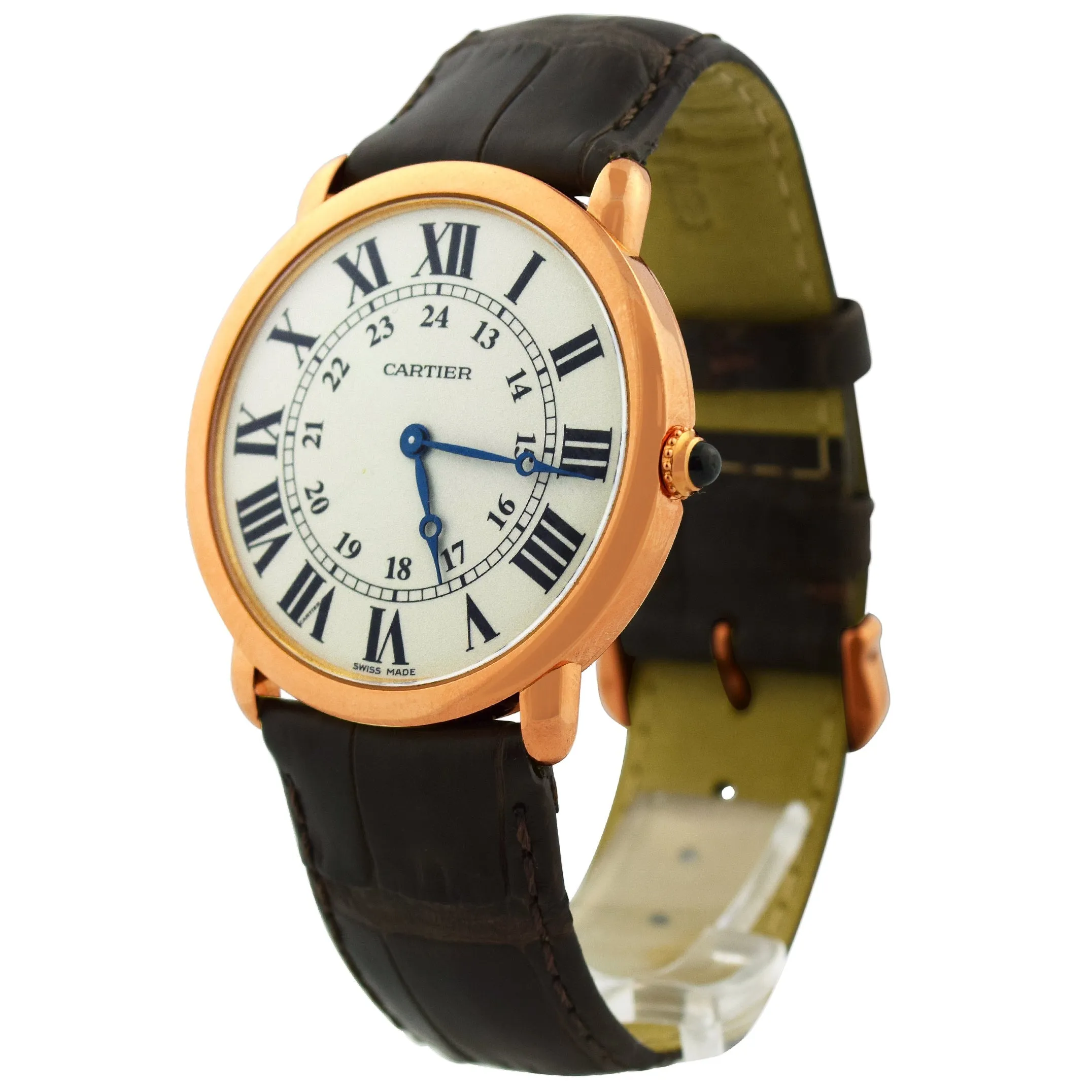 Cartier Men's RONDE LOUIS Pink Gold 36mm Silver Roman Numeral Dial Watch Reference #: W6800251