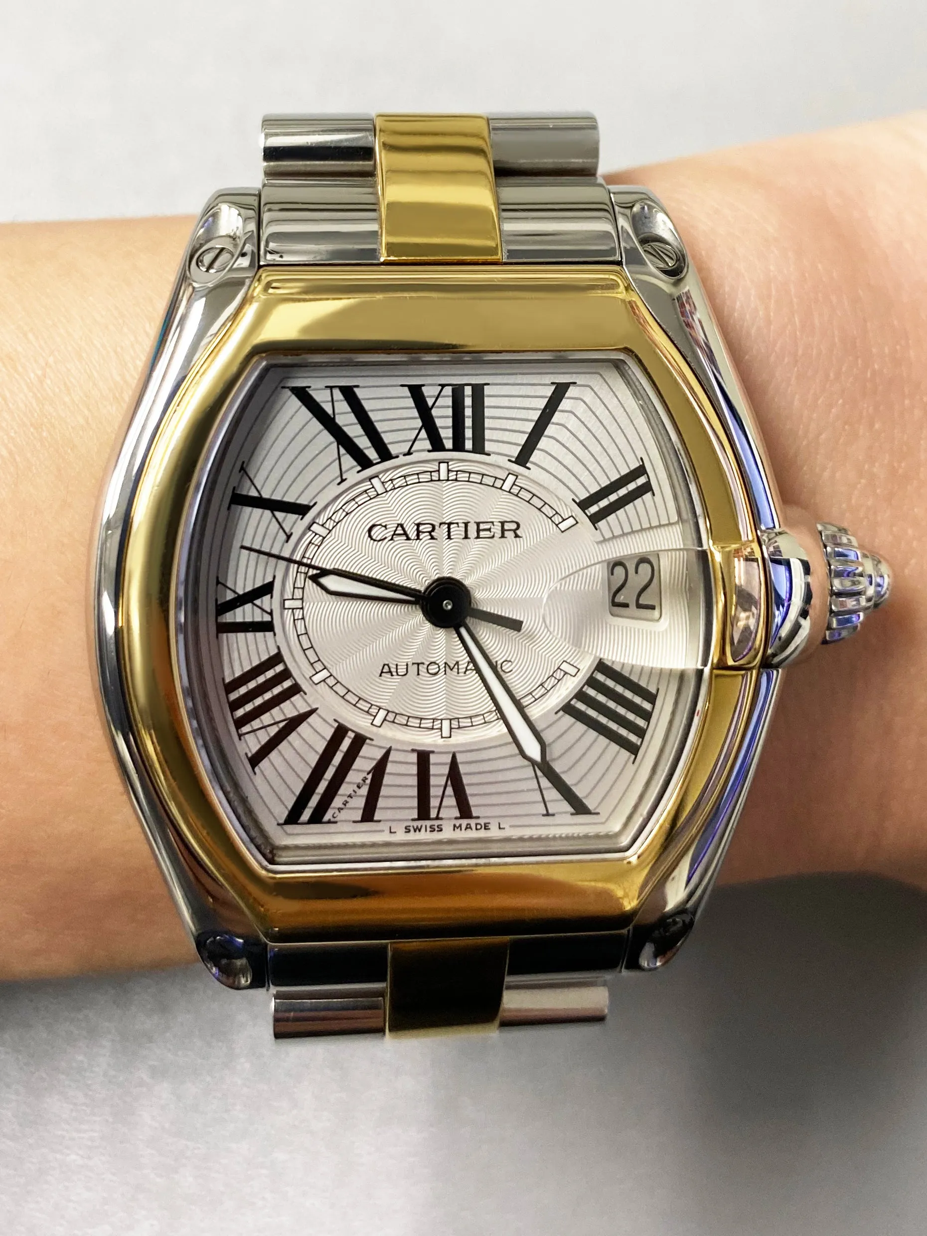 Cartier Roadster W62031Y4 18k Yellow Gold & Steel Mens Watch
