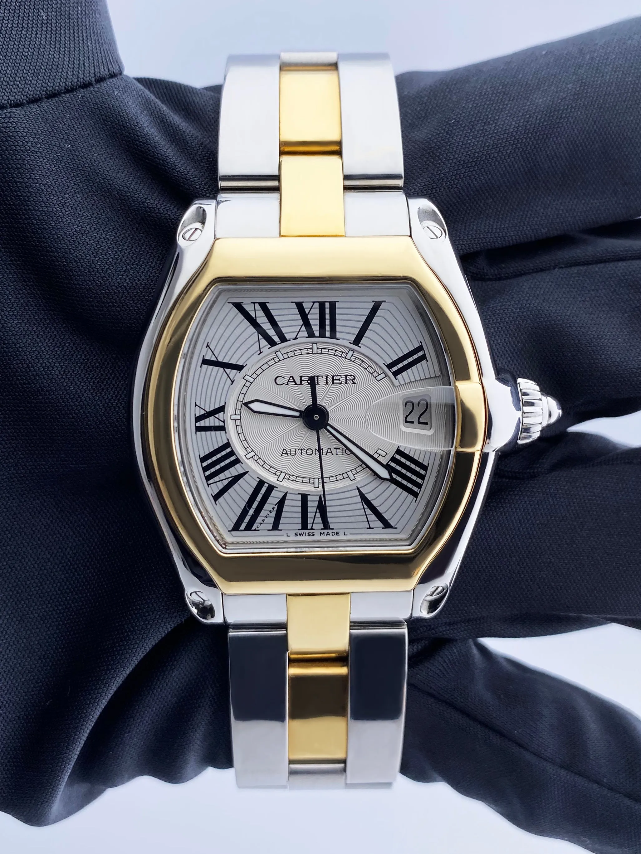 Cartier Roadster W62031Y4 18k Yellow Gold & Steel Mens Watch