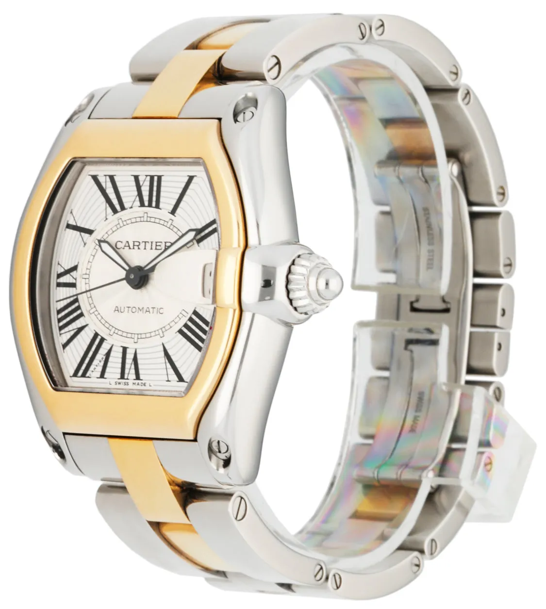 Cartier Roadster W62031Y4 18k Yellow Gold & Steel Mens Watch