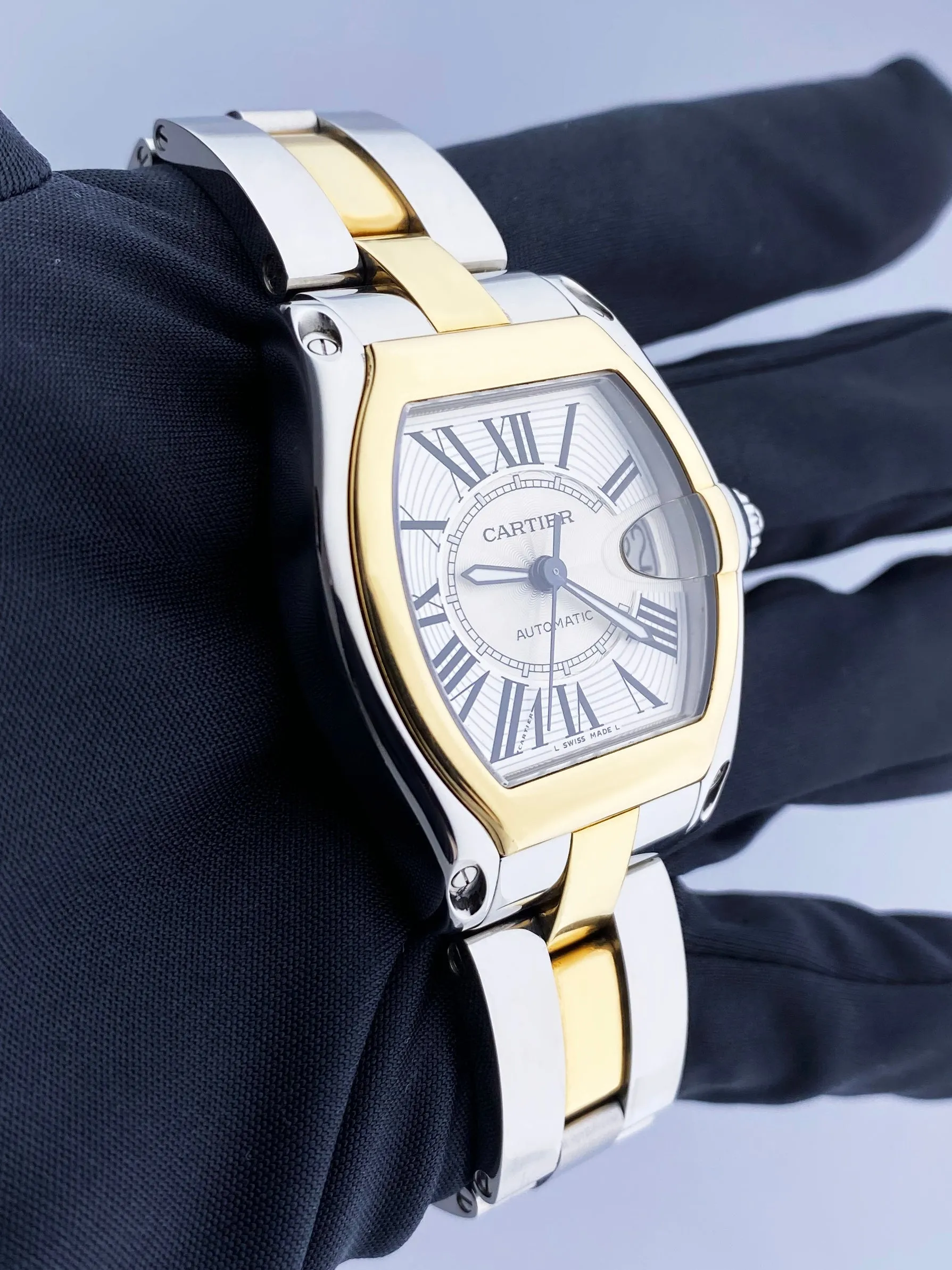 Cartier Roadster W62031Y4 18k Yellow Gold & Steel Mens Watch
