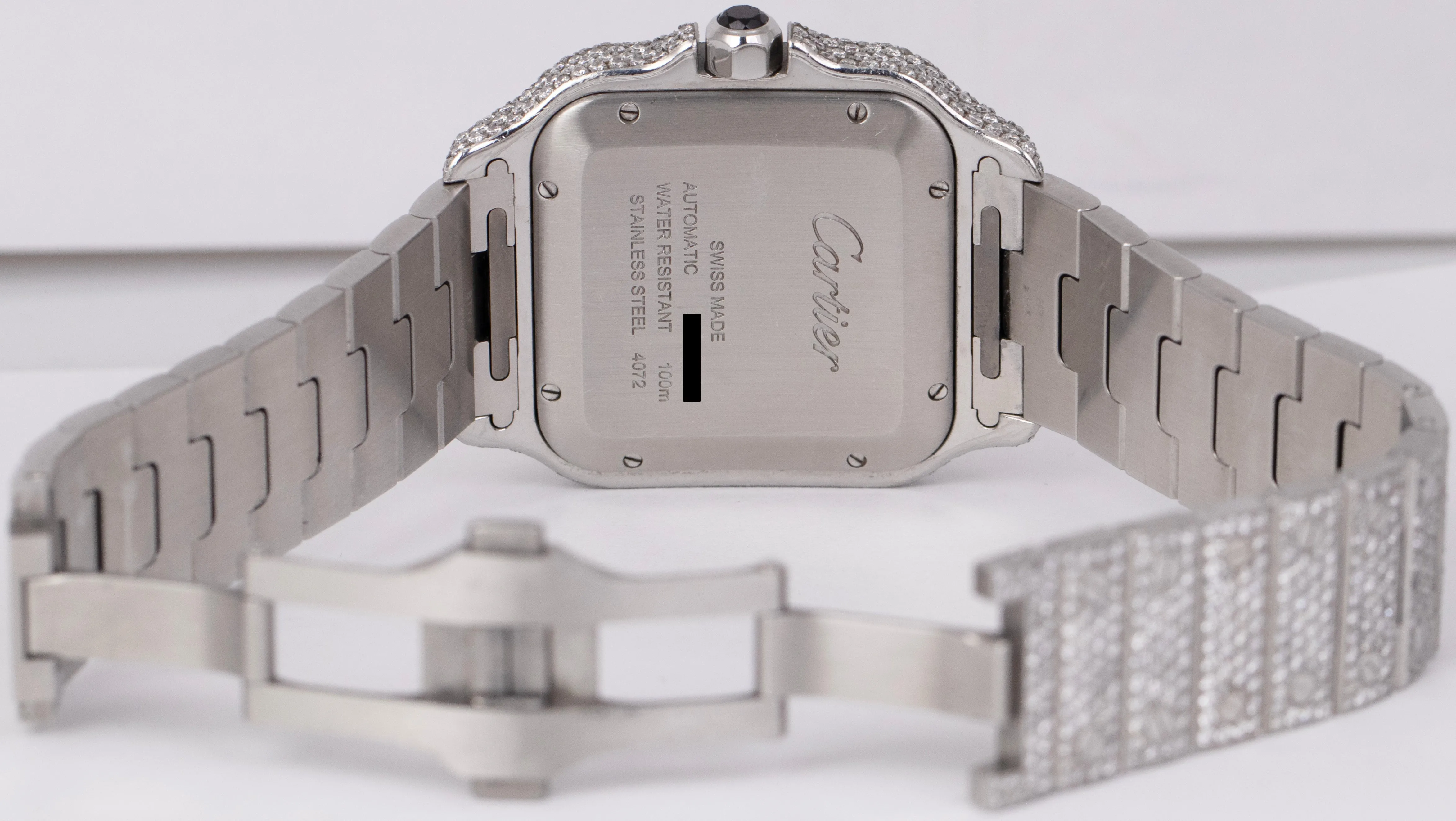 Cartier Santos 39.8mm DIAMOND BUST DOWN Automatic Stainless Steel Watch 4072