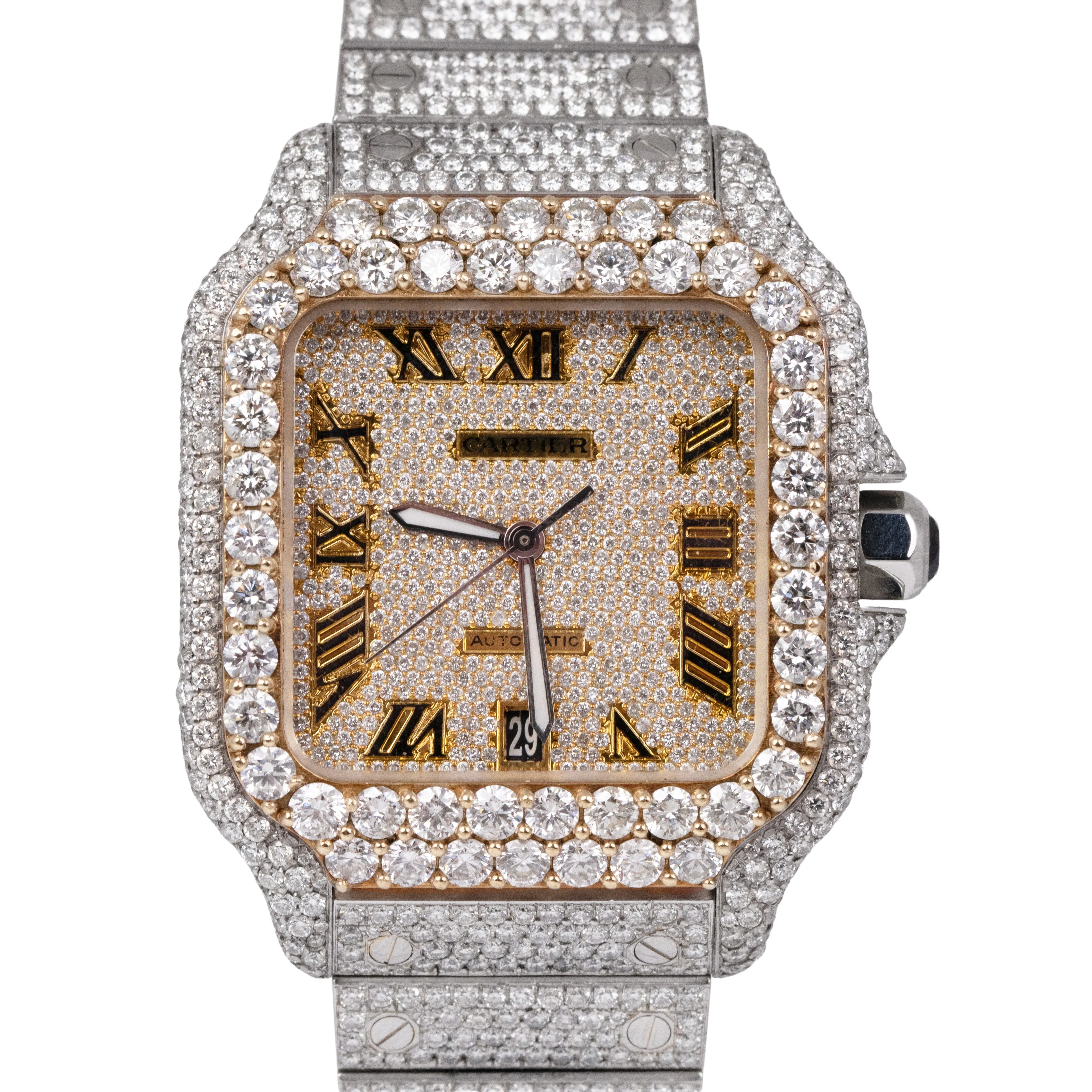 Cartier Santos 39.8mm DIAMOND BUST DOWN Automatic Stainless Steel Watch 4072