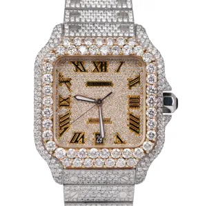 Cartier Santos 39.8mm DIAMOND BUST DOWN Automatic Stainless Steel Watch 4072