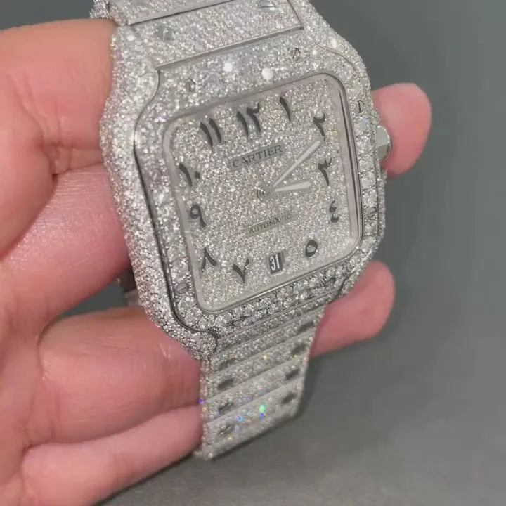 Cartier Santos Moissanite Diamond Watch | vvs moissanite watch W 86