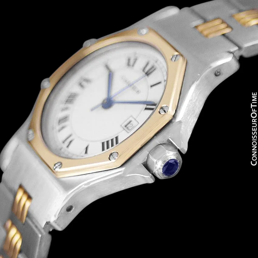 Cartier Santos Octagon Godron Mens Midsize Watch, Automatic - Stainless Steel & 18K Gold