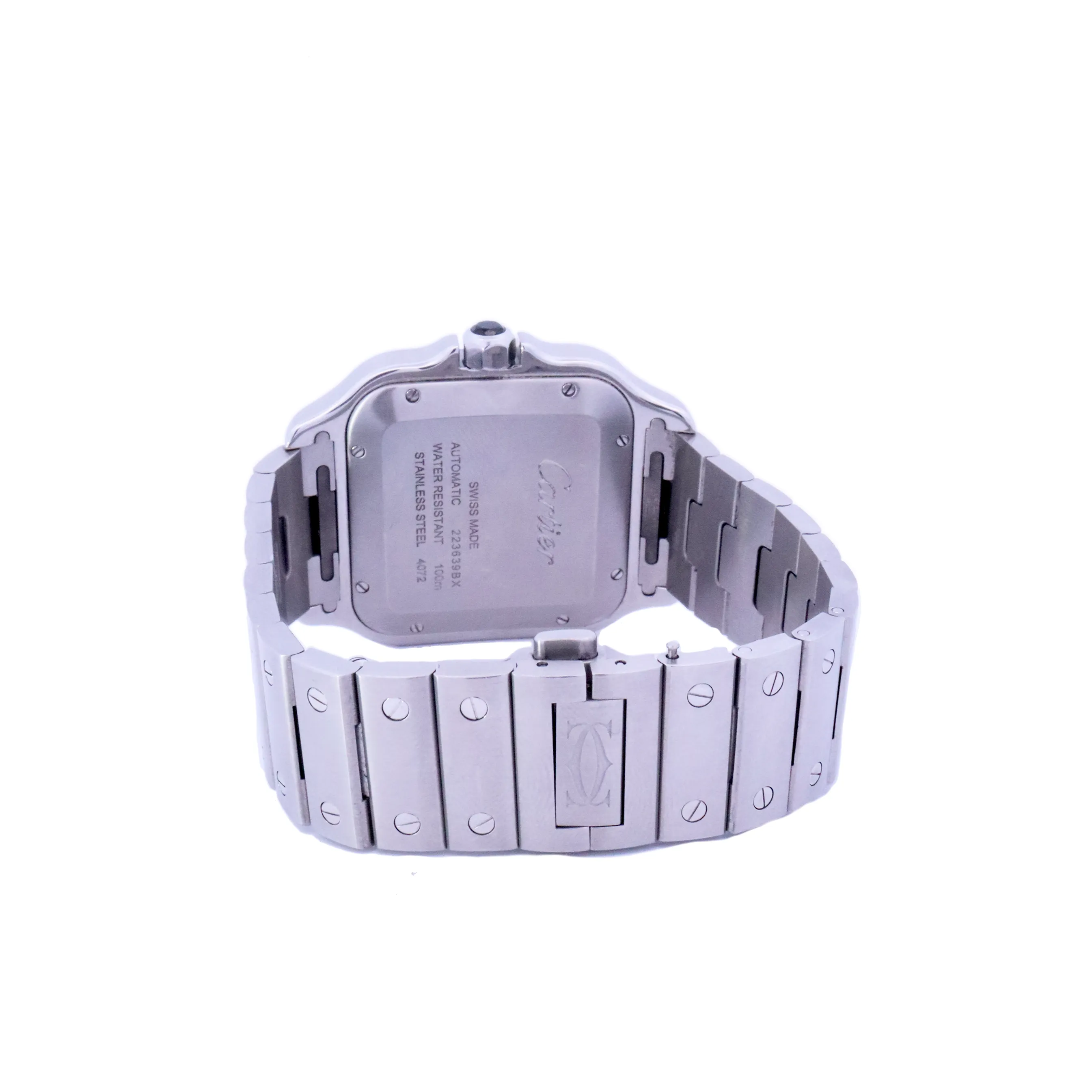 Cartier Santos Stainless Steel 42mm Iced Out Bezel Grey Dial Watch | Ref# WSSA0037