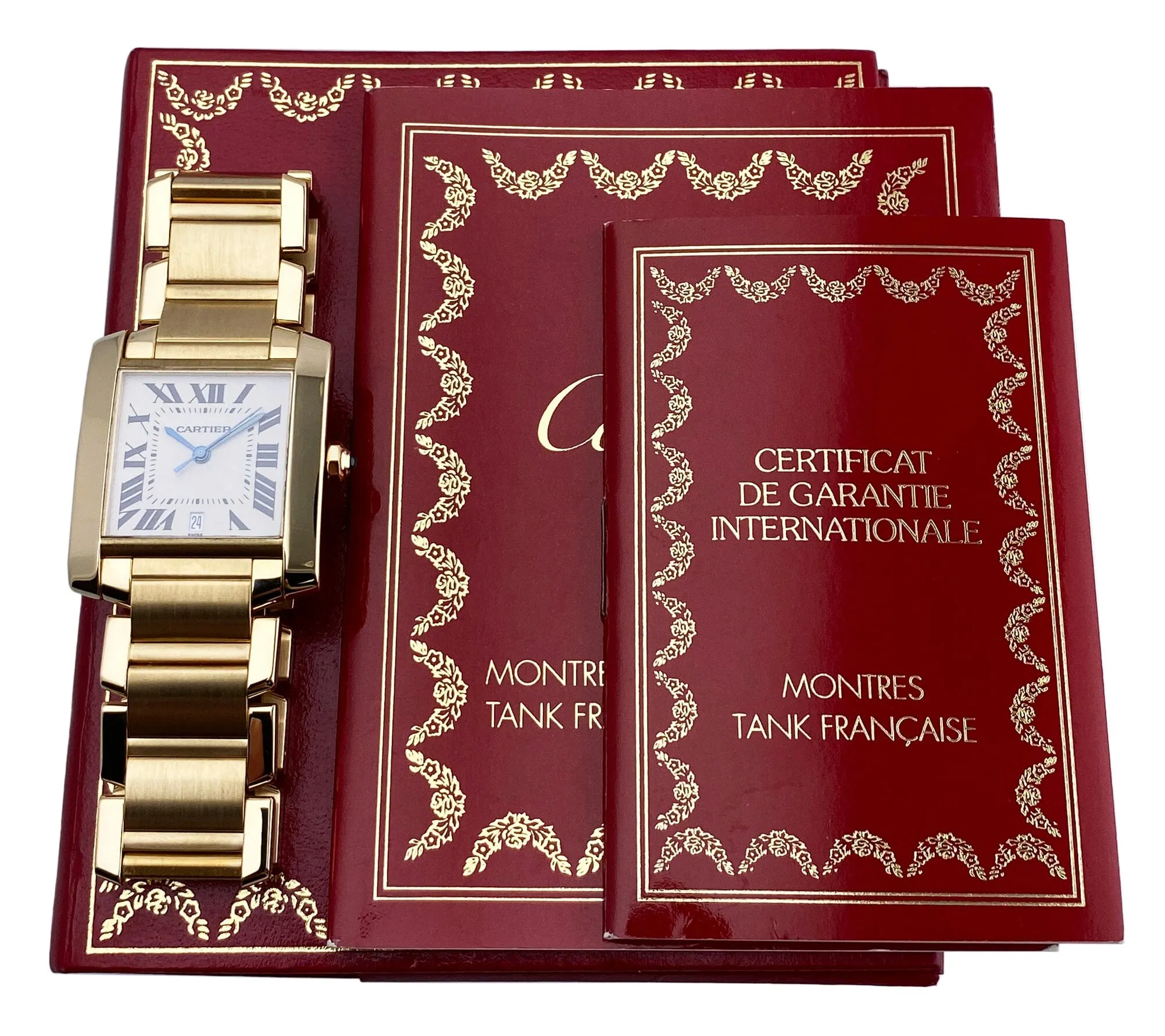 Cartier Tank Francaise 1840 18K Yellow Gold Mens Watch Box Papers