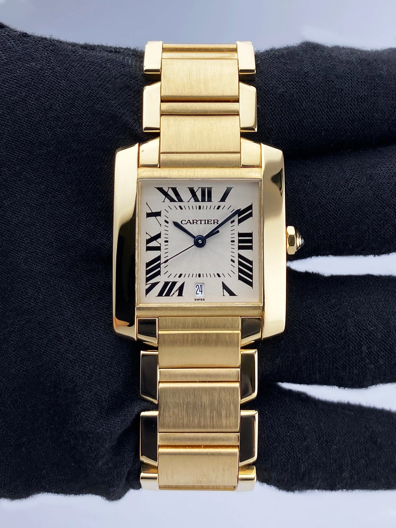 Cartier Tank Francaise 1840 18K Yellow Gold Mens Watch Box Papers