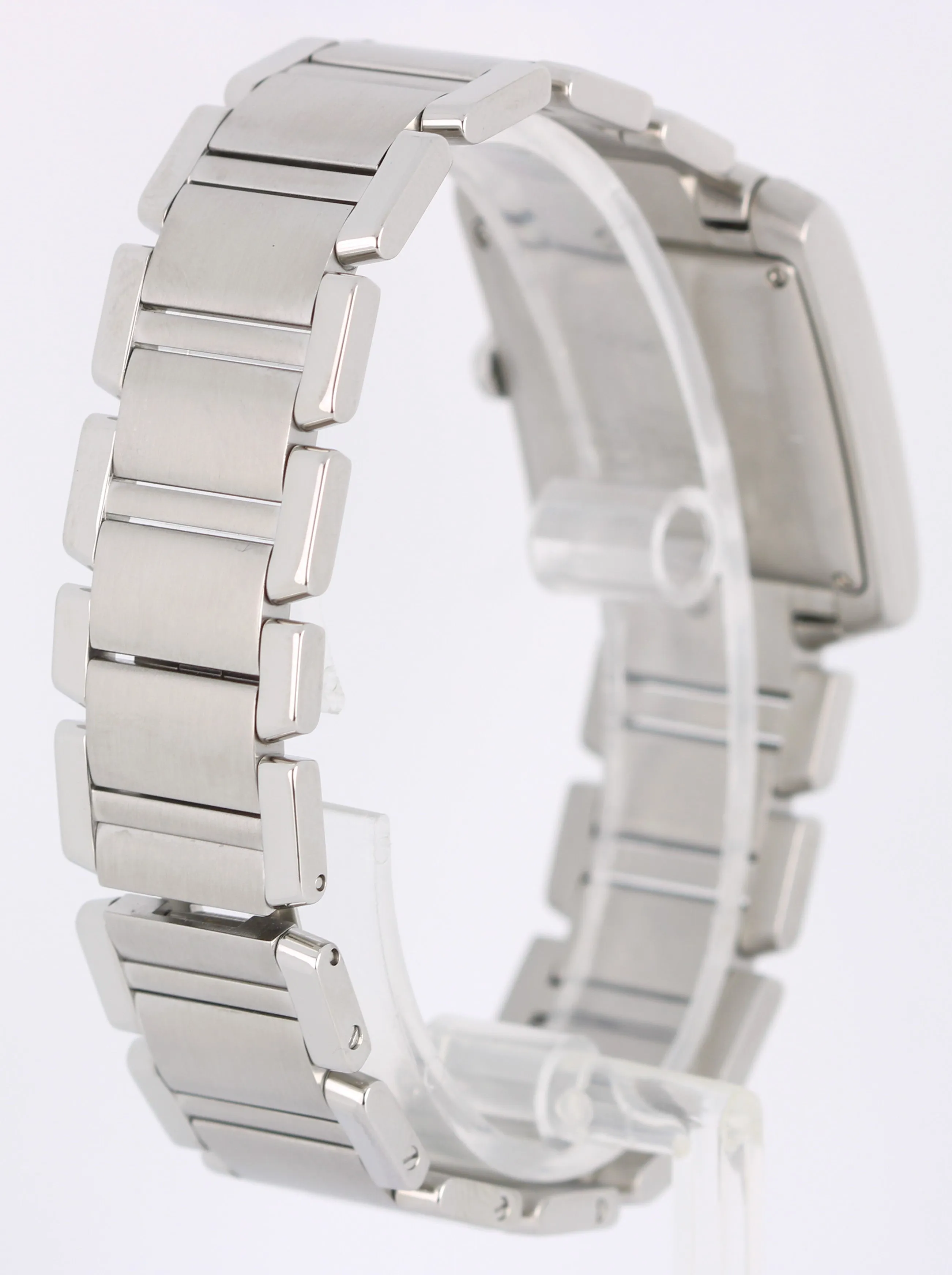 Cartier Tank Francaise Steel DIAMONDS White Guilloche 28mm 2302 Watch