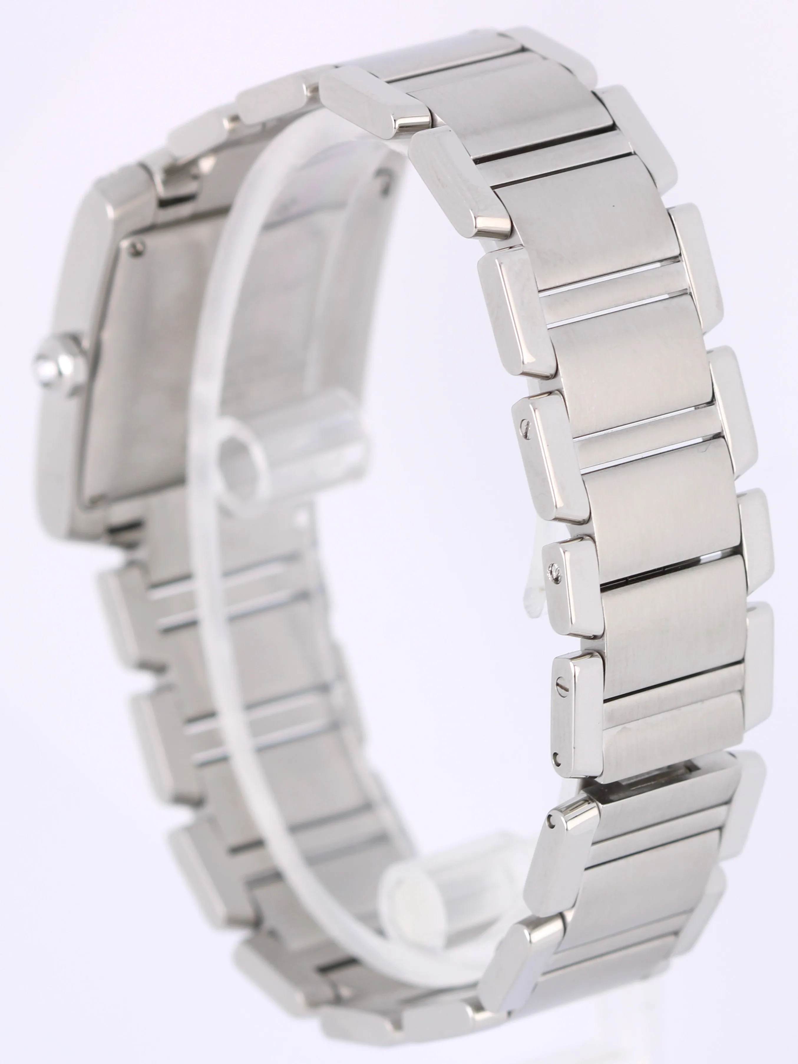 Cartier Tank Francaise Steel DIAMONDS White Guilloche 28mm 2302 Watch