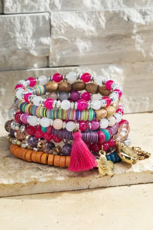 Cherry Soda Seed bracelet with charm accents *